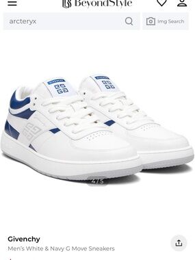 Givenchy White and Navy Low-Top Leather Sneakers